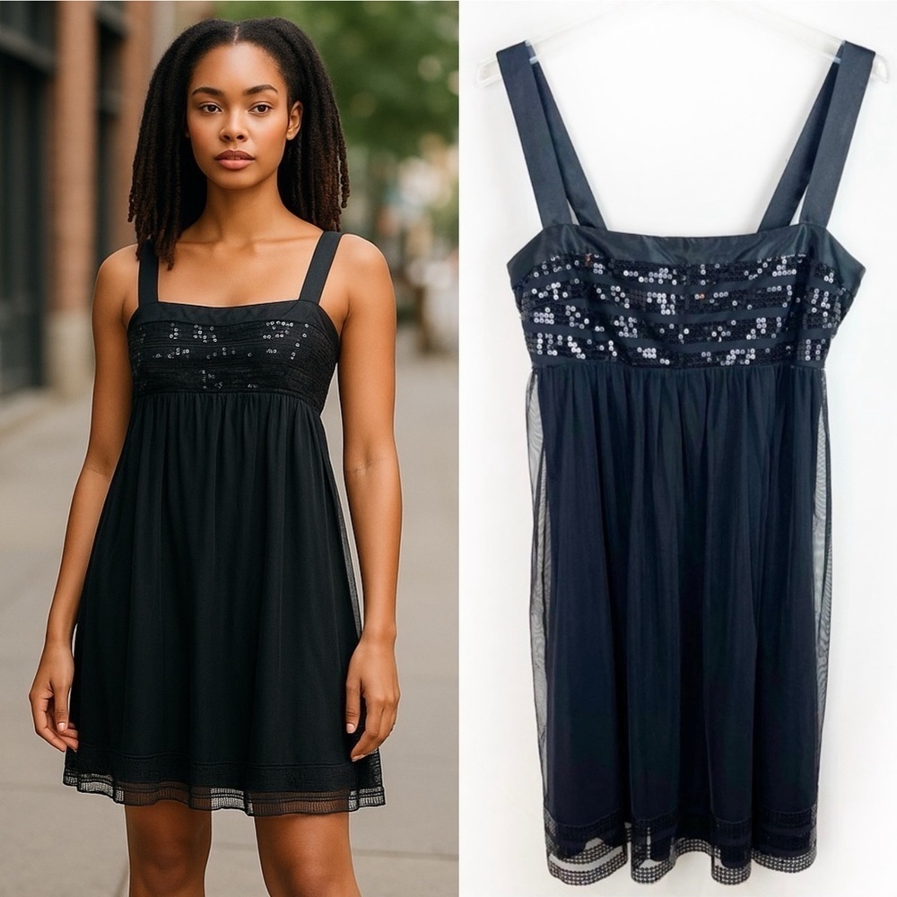 Vintage Y2K Studio Y Black Babydoll Sheer Mesh Dress Fairy Goth Whimsigoth XL
